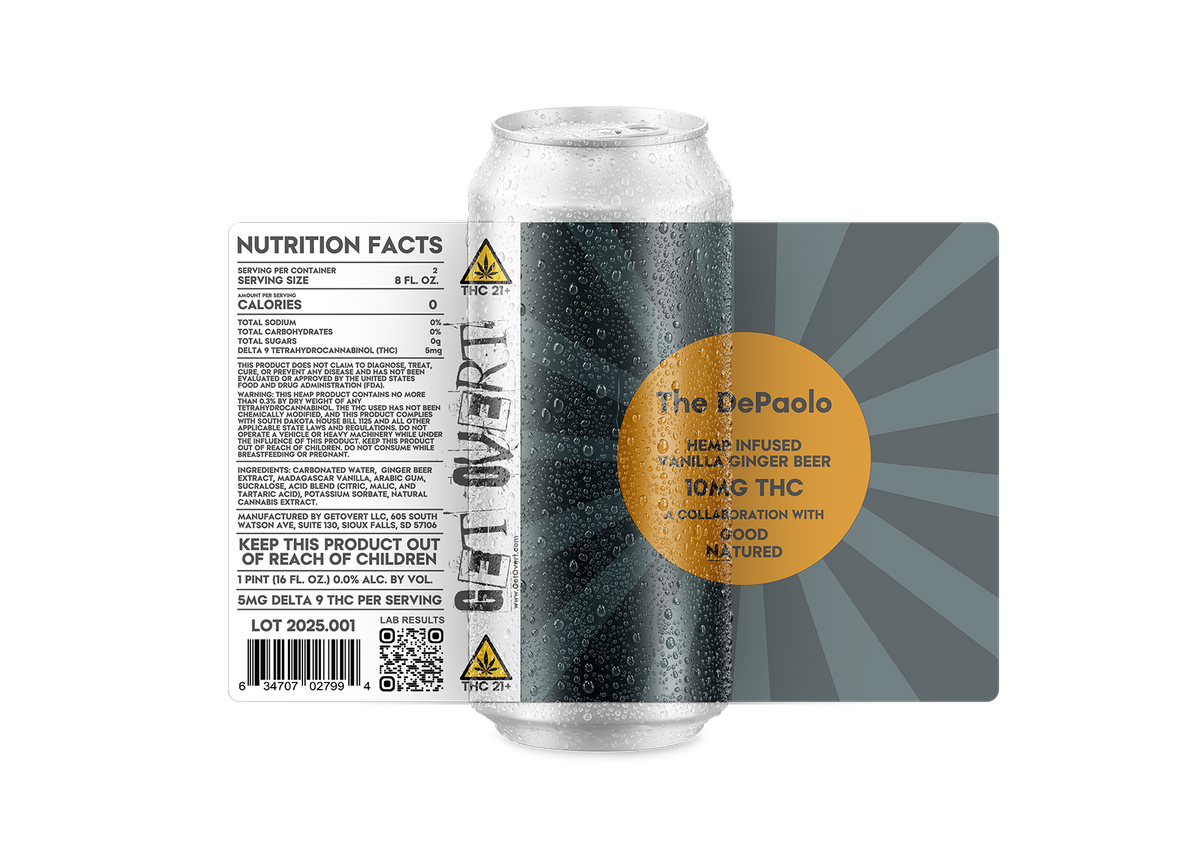 DePaolo 10mg THC Ginger Beer Soda, 4-Pack