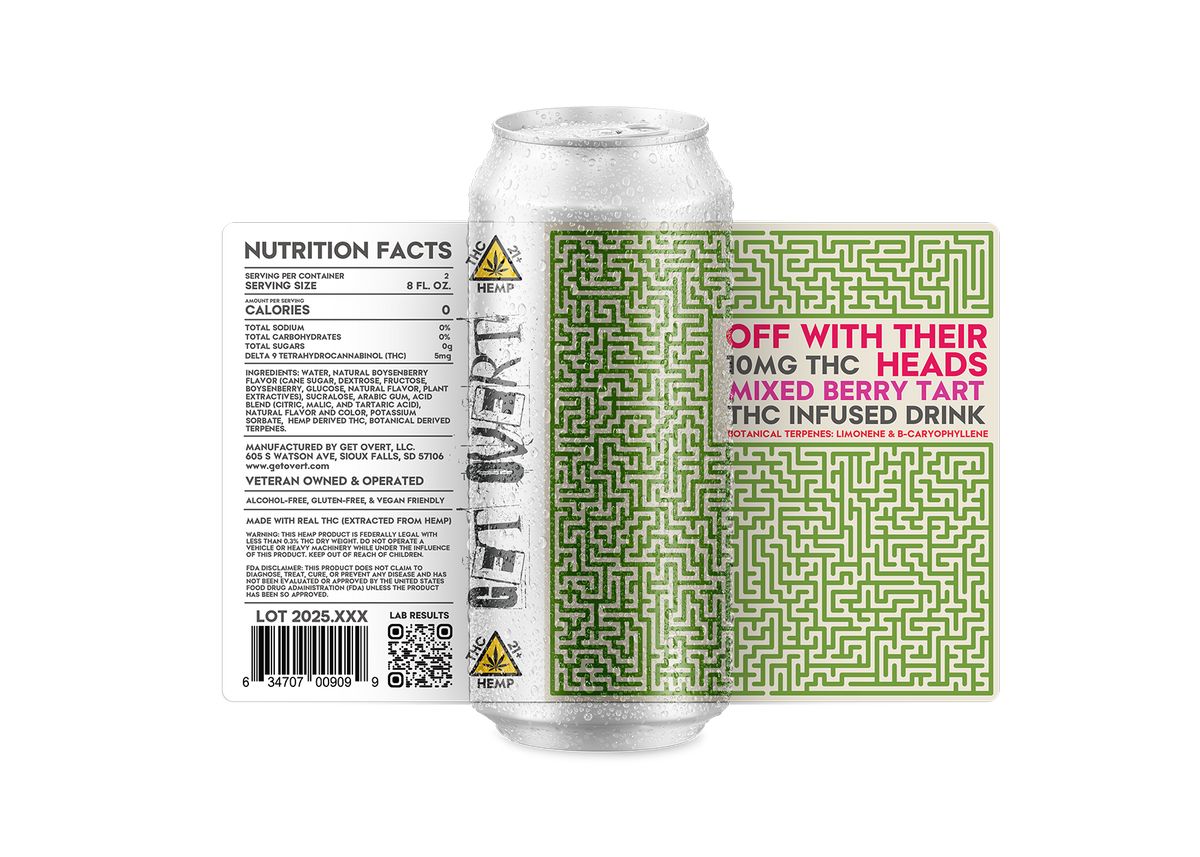Off With Their Heads 10mg THC Mixed Berry Tart Seltzer, 4-Pack